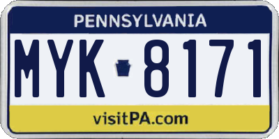 PA license plate MYK8171