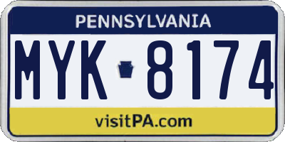 PA license plate MYK8174