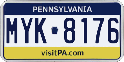 PA license plate MYK8176