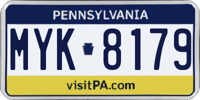 PA license plate MYK8179