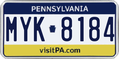 PA license plate MYK8184