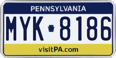 PA license plate MYK8186