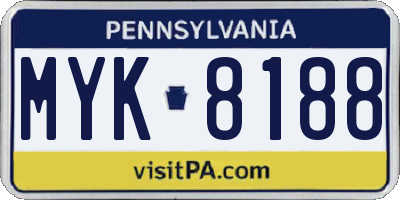 PA license plate MYK8188
