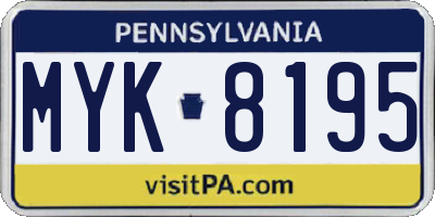 PA license plate MYK8195