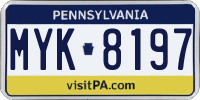 PA license plate MYK8197