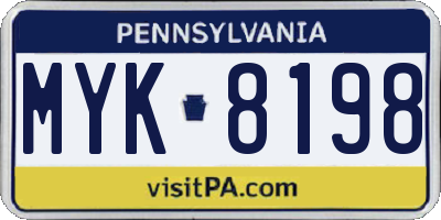 PA license plate MYK8198