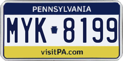PA license plate MYK8199