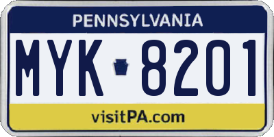 PA license plate MYK8201