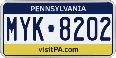 PA license plate MYK8202