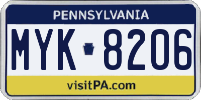 PA license plate MYK8206