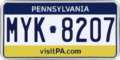 PA license plate MYK8207