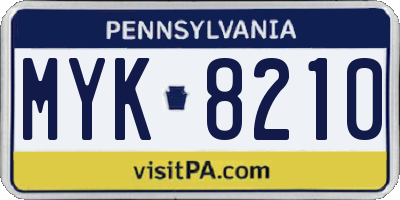PA license plate MYK8210