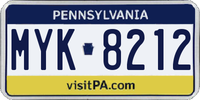 PA license plate MYK8212