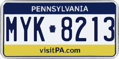 PA license plate MYK8213
