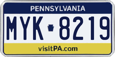PA license plate MYK8219