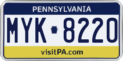 PA license plate MYK8220