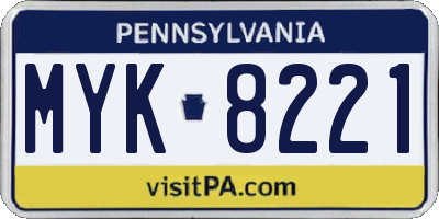 PA license plate MYK8221