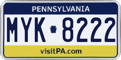 PA license plate MYK8222