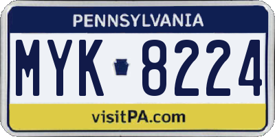 PA license plate MYK8224