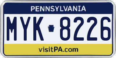 PA license plate MYK8226