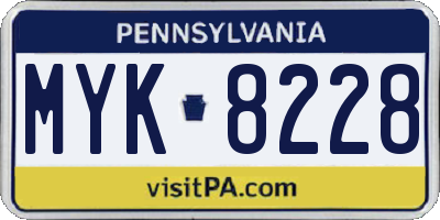 PA license plate MYK8228