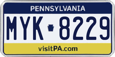PA license plate MYK8229