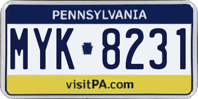 PA license plate MYK8231