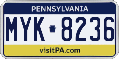 PA license plate MYK8236