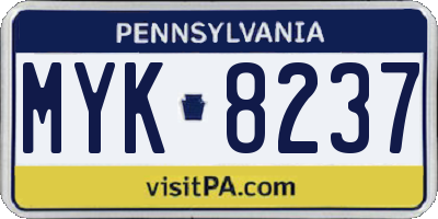 PA license plate MYK8237