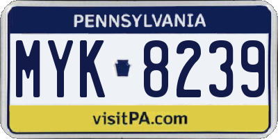 PA license plate MYK8239