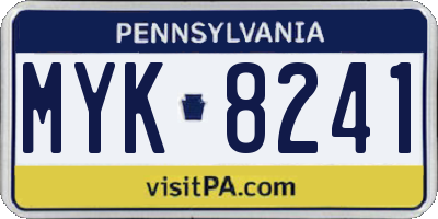 PA license plate MYK8241