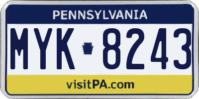 PA license plate MYK8243