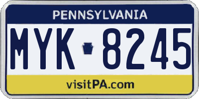 PA license plate MYK8245