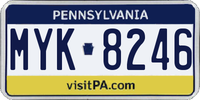 PA license plate MYK8246