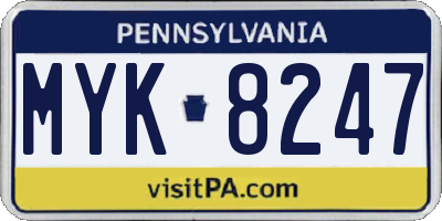 PA license plate MYK8247