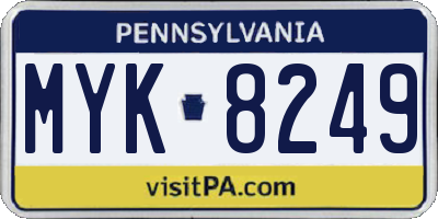 PA license plate MYK8249