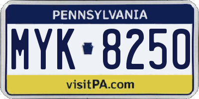 PA license plate MYK8250