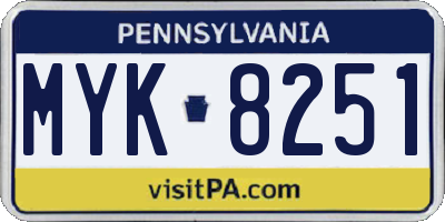 PA license plate MYK8251