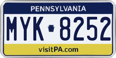 PA license plate MYK8252