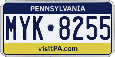 PA license plate MYK8255