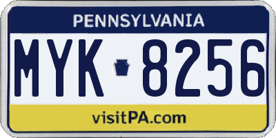 PA license plate MYK8256