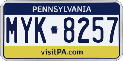 PA license plate MYK8257
