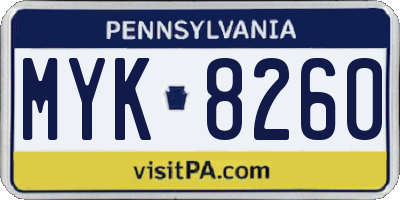 PA license plate MYK8260