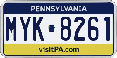 PA license plate MYK8261
