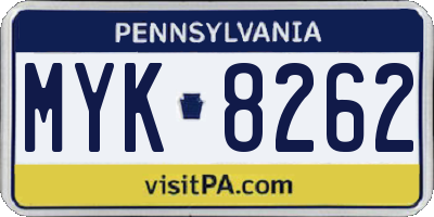 PA license plate MYK8262