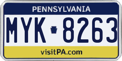 PA license plate MYK8263