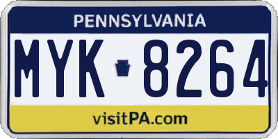 PA license plate MYK8264