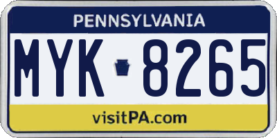 PA license plate MYK8265