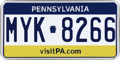 PA license plate MYK8266