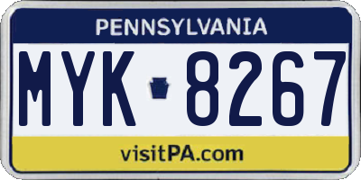 PA license plate MYK8267